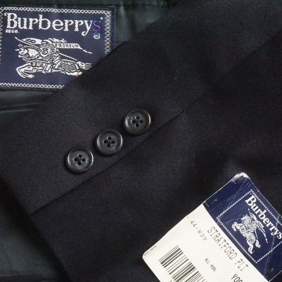 Burberry Stratford All Wool Solid Navy Blue Sport Coat Blazer Sz 44 BRAND NEW